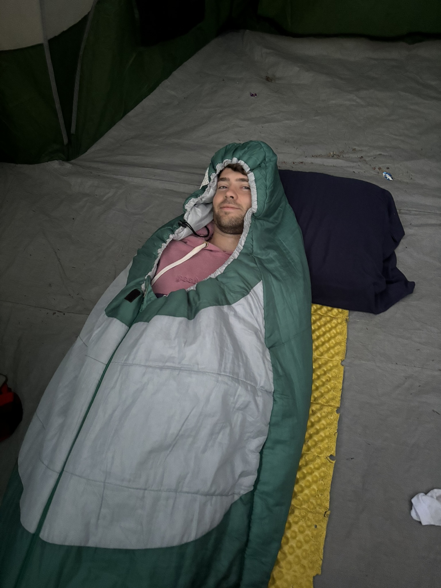 Mike in sleeping bag